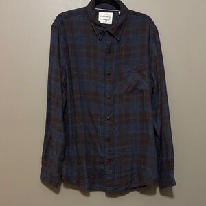 Navy and Chocolate Plaid Shirt